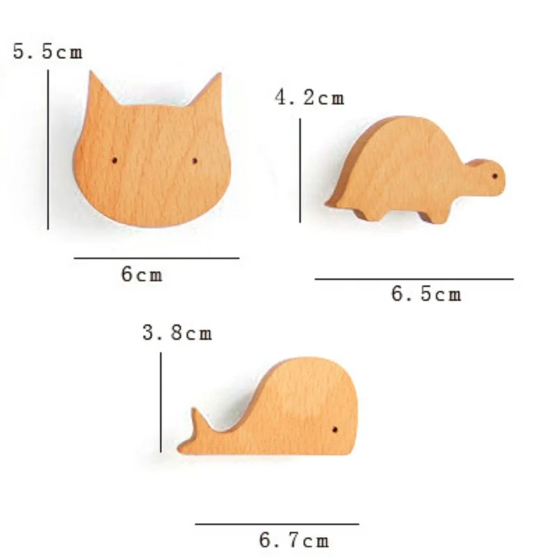 

Japanese beech animal cute hook stick hook solid wood children's room hang decorative handle coat hang