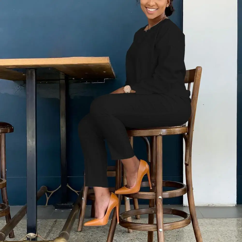 

2 шт./компл. шикарный осенний комплект из футболки и брюк с круглым вырезом, повседневный топ и спортивные брюки, комплект из мягкой футболки и спортивных брюк