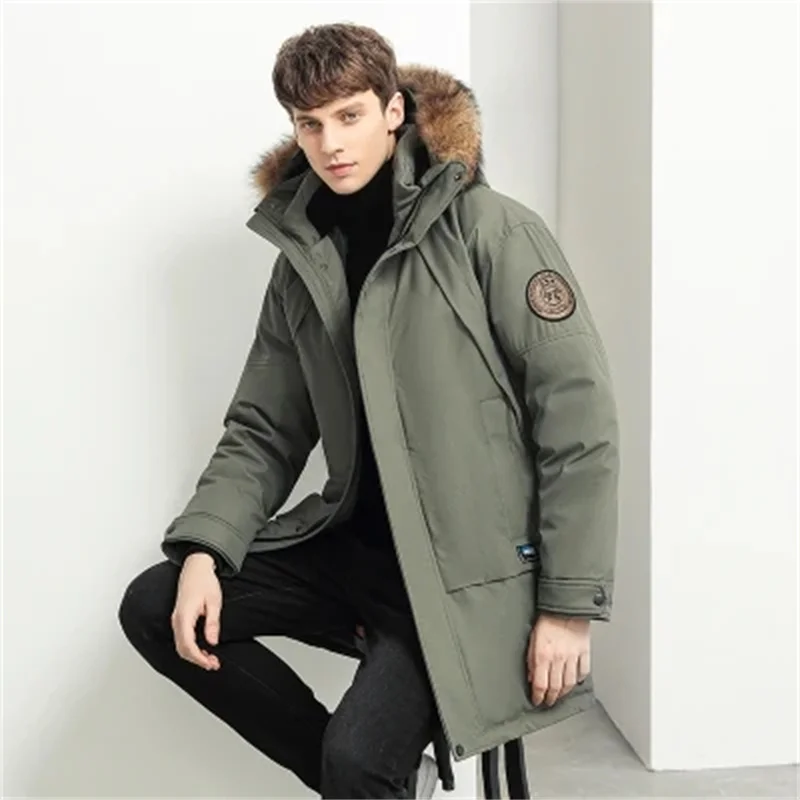

Men Duck Down Jacket Long Thick Parkas Winter Super Warm Fur Collar Coats 2023 New Casual Mens Outdoor Waterproof Windproof