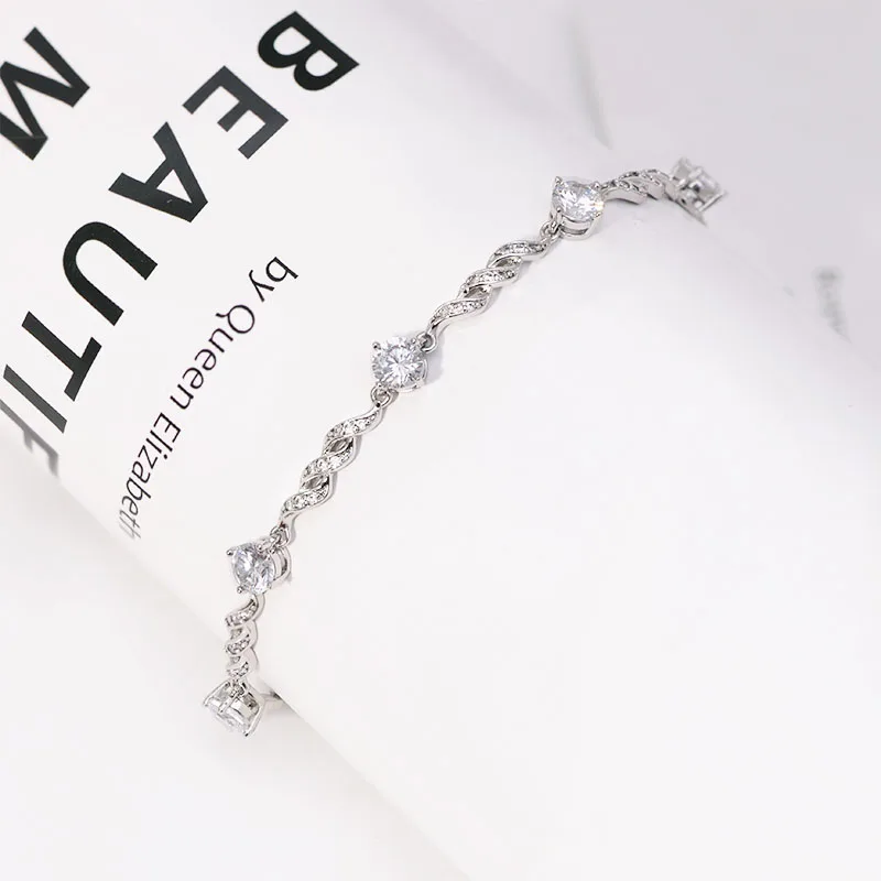 MxGxFam (19 5 см X мм) красивые белые/Синие AAA + циркониевые браслеты для женщин модные