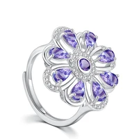 natural amethyst gem ring 925 silver plating platinum amethyst personality exaggerated opening index finger ring female gift