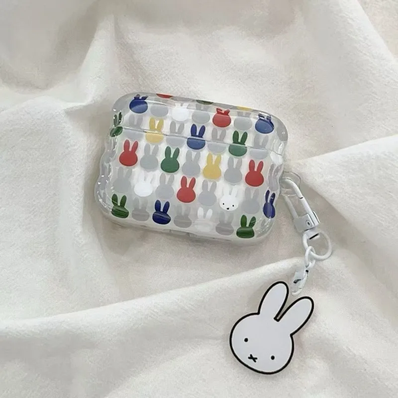 Фото Новый милый чехол для наушников Miffy с цветочным принтом и ушками кролика, защитный чехол для Air Pods Pro 4 3 2 1 №1