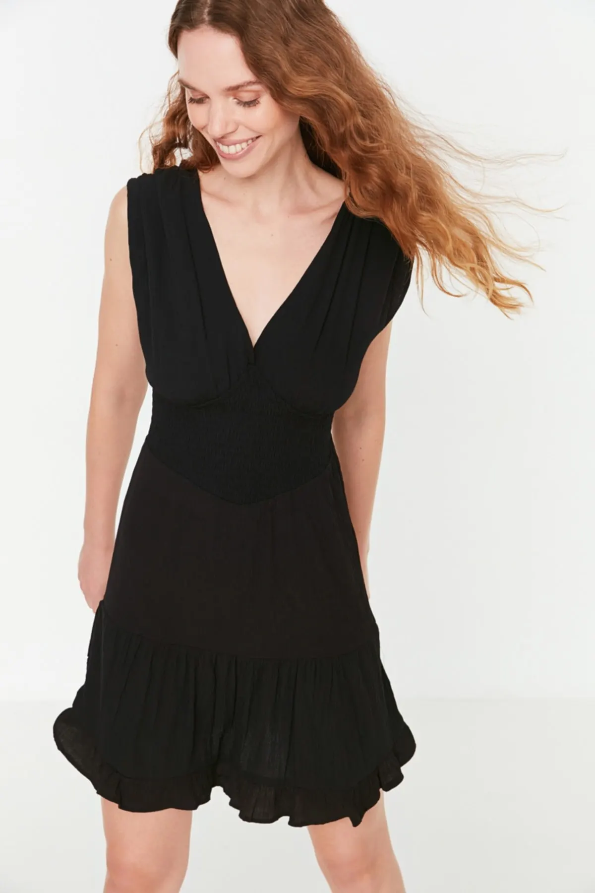 

Women's Dress Black VNeck Elegant Fashion Summer Spring Casual Short Sleeve Stretch Casual Short Sleeve Stretch Comfortable Boho Dress