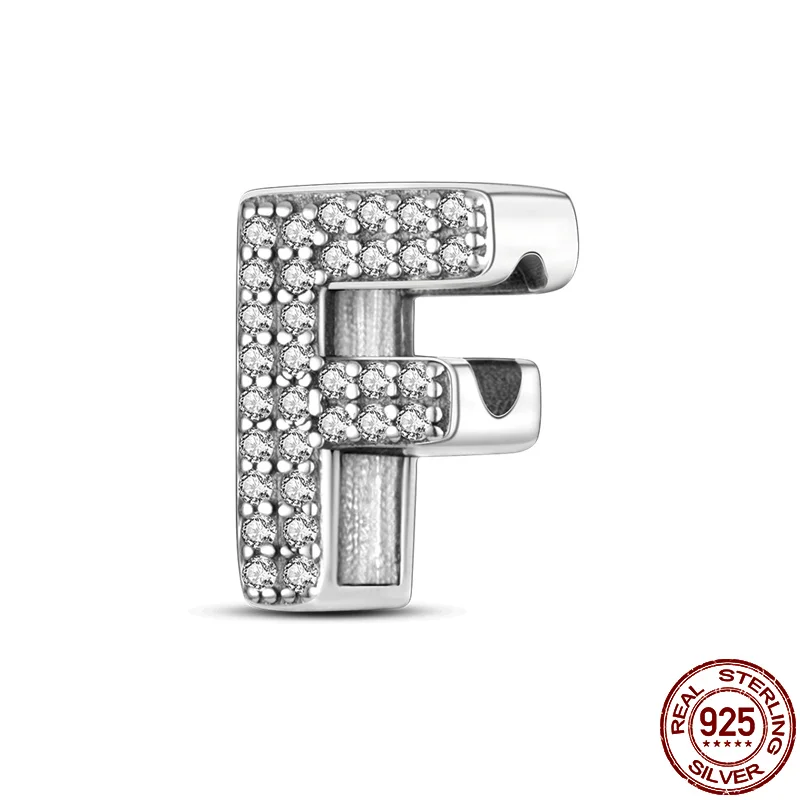 

925 оригинальные Подвески plata ley для браслета pandora 925 Оригинальные Серебряные буквы серии F бусины Подвески diy женские ювелирные изделия, кулон