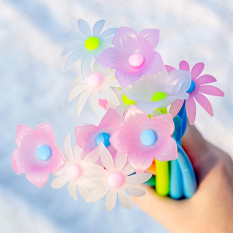 

1Pcs Creative Flowers Meet Light And Change Color Gel Pen Silicone Material Student Exam Writing Signature Pen Random Color