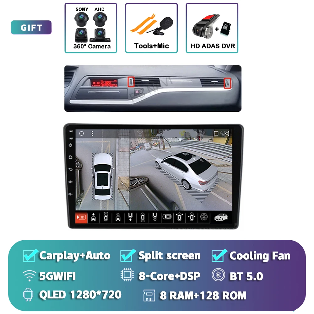 

Android 15 Carplay автомобильное радио мультимедиа для Citroen C5 2008 2009 2010-2017 навигационное видео DVD авторадио стерео 2din головное устройство