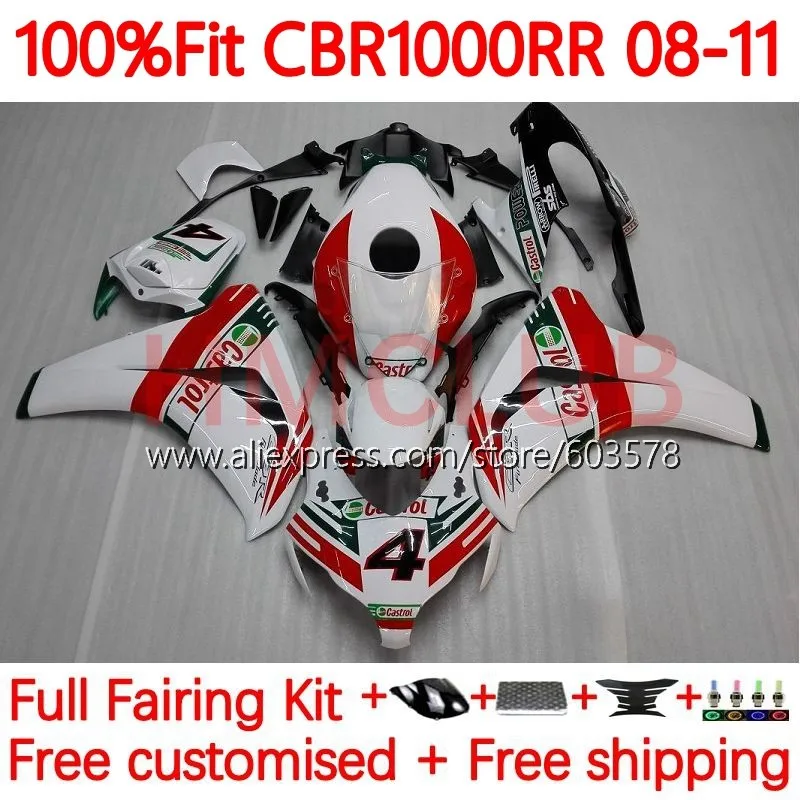 

Injection For HONDA CBR1000 CBR 1000 RR CC CBR1000RR Castrol red 2008 2009 2010 2011 CBR 1000RR 08 09 10 11 OEM Fairing 113No.14