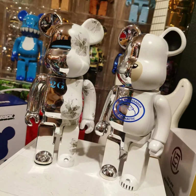 

1/2pcs Bearbricks 400% Figures Model Basquiats Bear Brickes And Daft Punk Joint Bright Face Violence Bear Collection