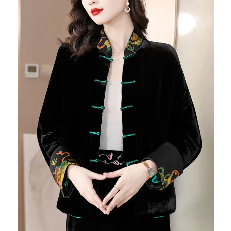 

Модный современный костюм Тан в китайском стиле, пальто, женская винтажная зимняя куртка с вышивкой, традиционная китайская одежда на новый...