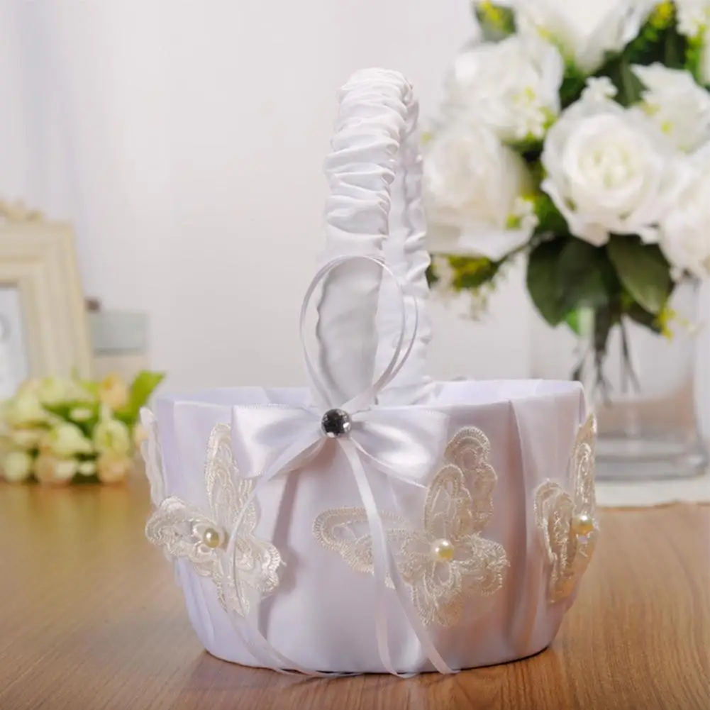 

1pcs Portable Bridal Wedding Baskets For Flower Girl Wedding Supplies For Bridal Ceremony Party Decoration Drop Ship