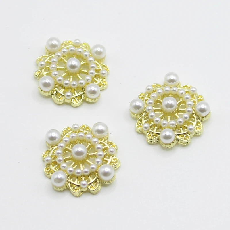 10 шт/Лот 18 мм квадратная жемчужная металлическая кнопка оснастки для одежды для волос DIY материалы аксессуары для шитья декоративные принадлежности для рукоделия