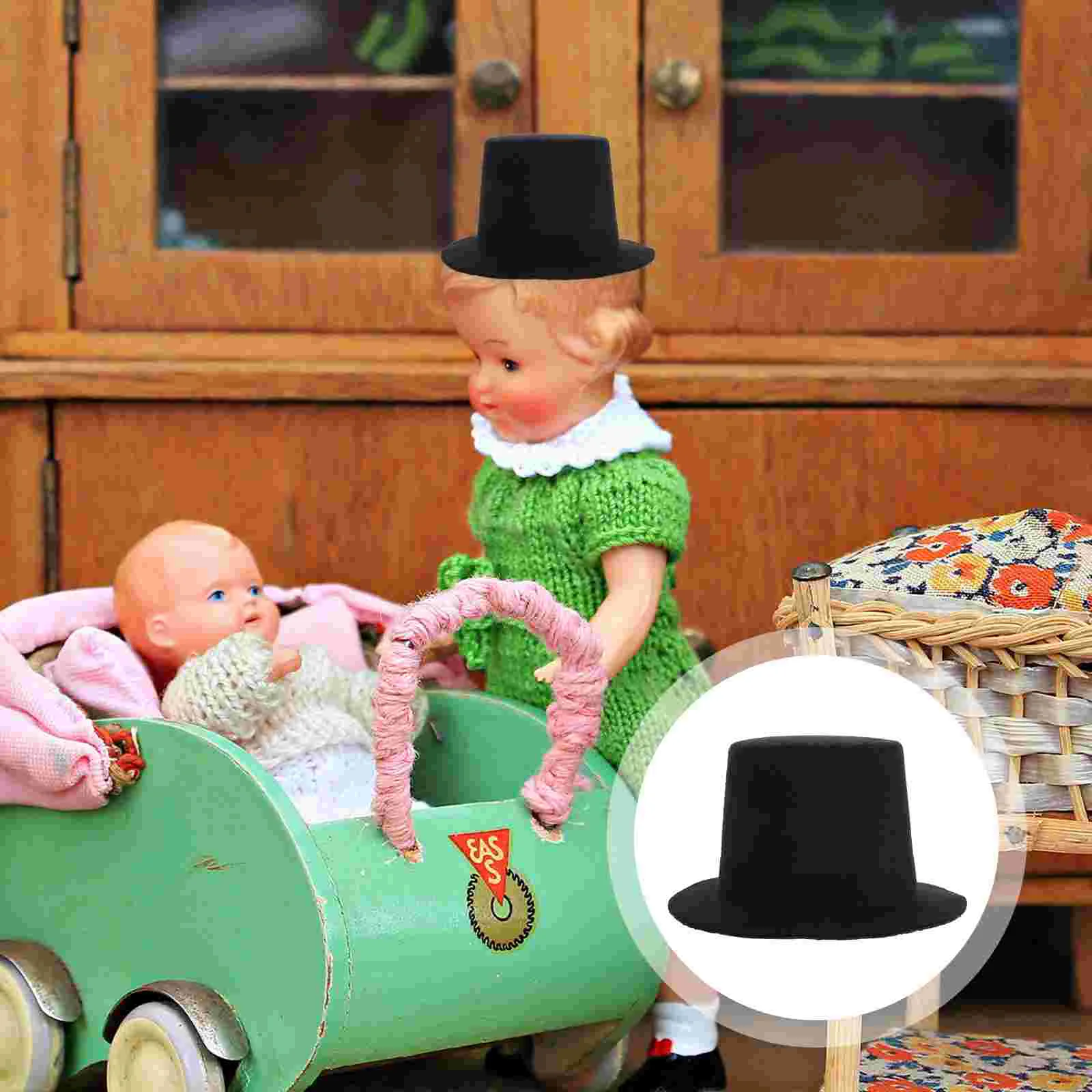 

2pcs Black Hats Miniature Hats Formal Hats for Snowman DIY Craft