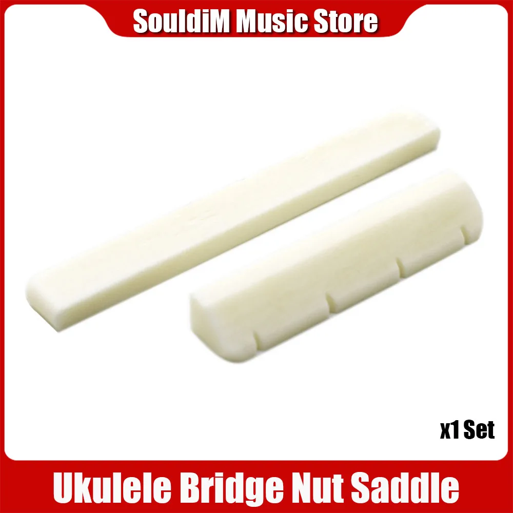 

1Set Buffalo Bone Bridge Saddle Nut Set Slotted for Ukulele Uke Guitar Stringed Instruments Accessories