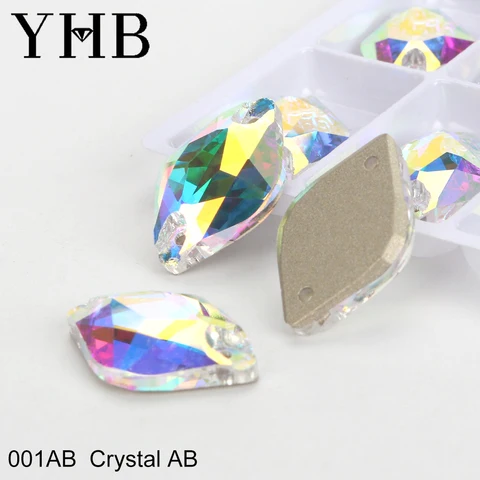YHB стеклянные стразы Siam Blue Crystal AB для пошива