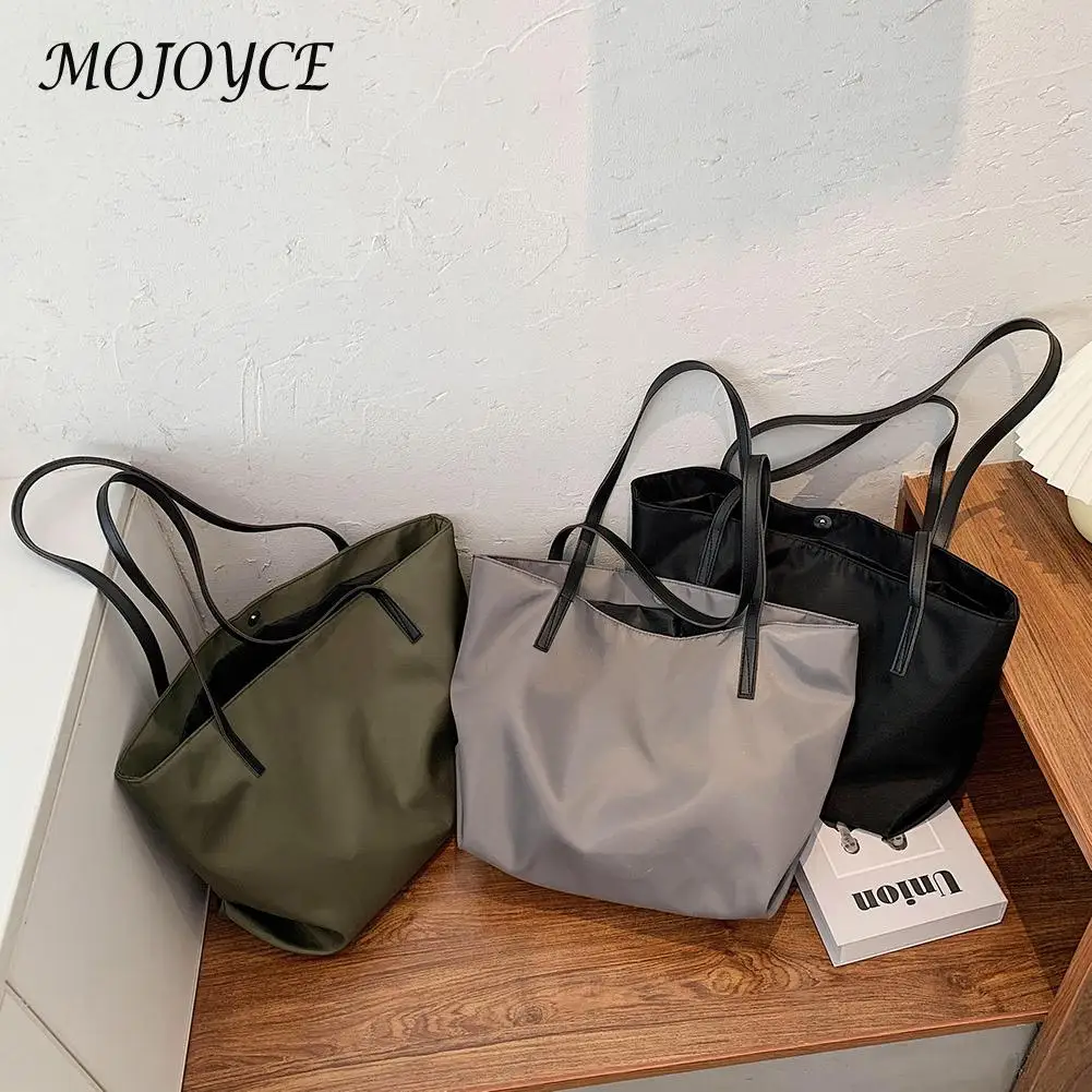 

Fashion Big Capacity Shoulder Bag Nylon Handbag Female Solid Color Shopping Tote Popular Simple Female Daily Bag