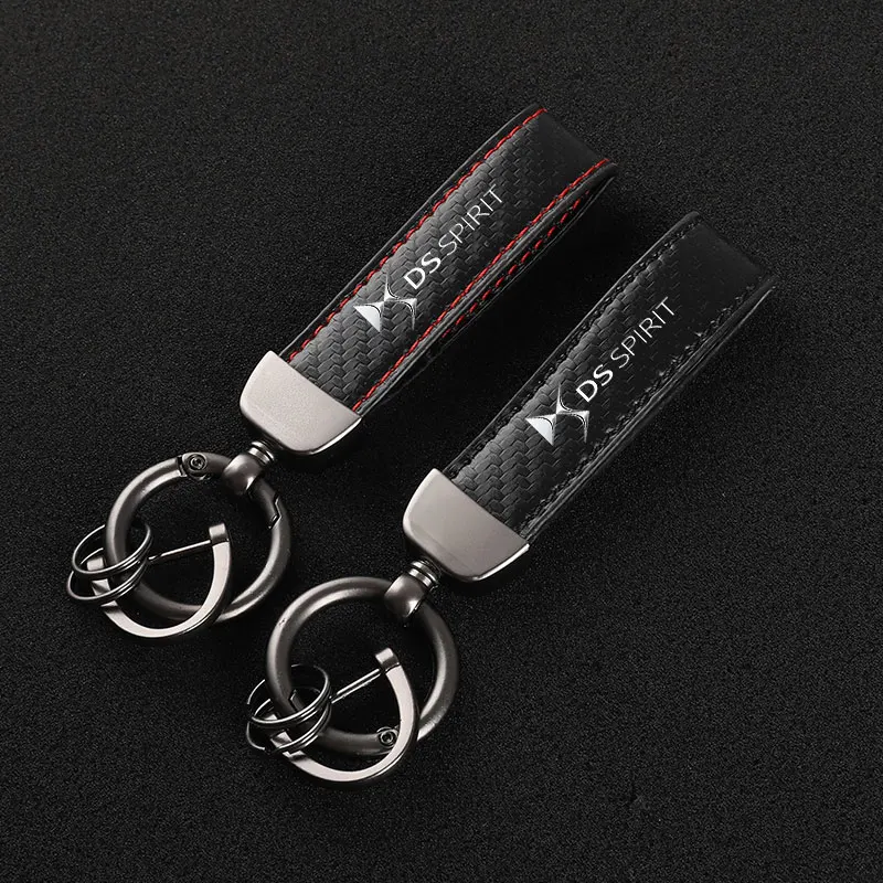 High-Grade Car KeyChain Carbon Fiber Leather Car Key Rings Holder For Citroen DS SPIRIT DS3 DS4 DS4S DS5 5LS DS6 DS7 DS