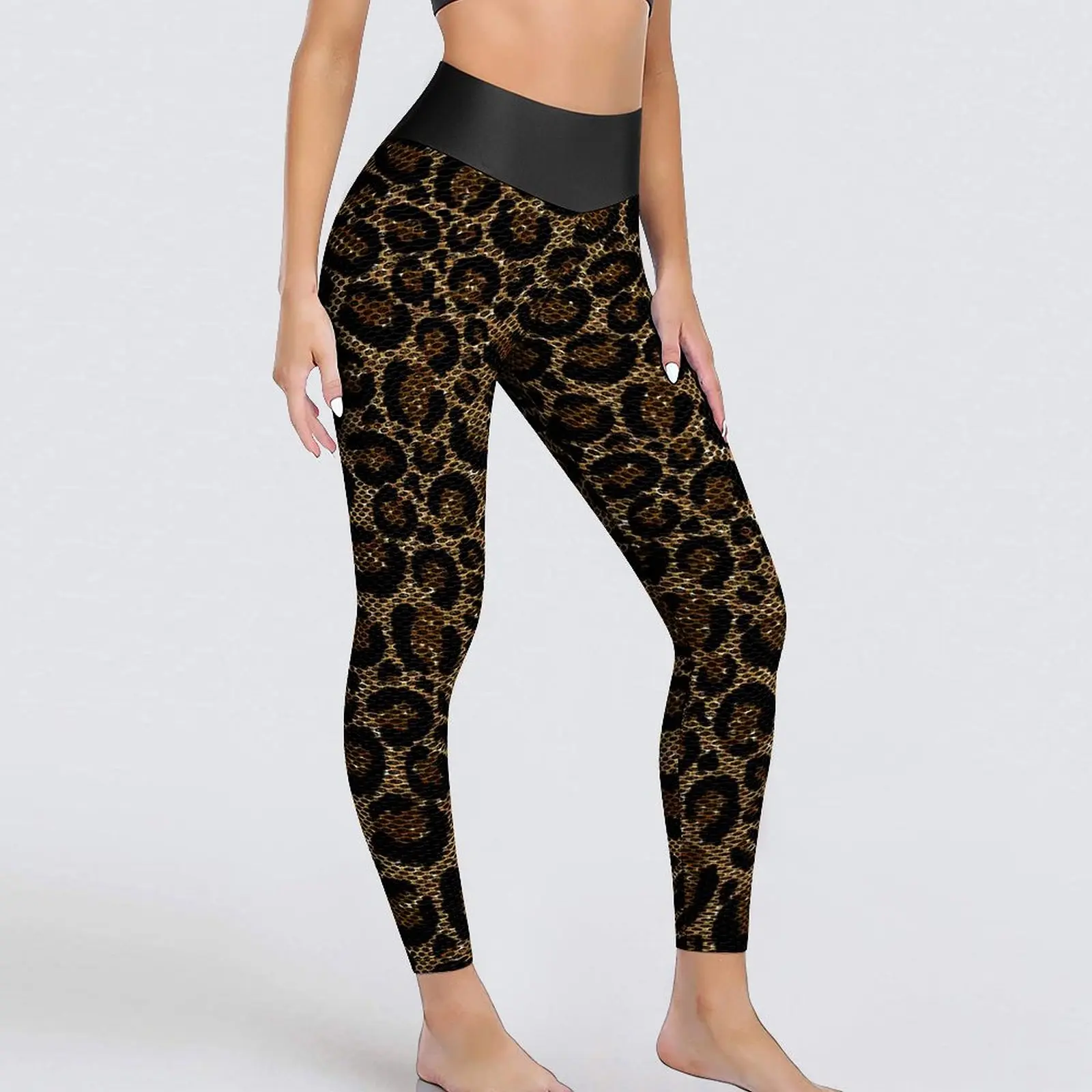 Bright Leopard Print Leggings Trendy Animal Gym Yoga Pants Lady Push Up Vintage Leggins Sexy Quick-Dry Design Sports Tights