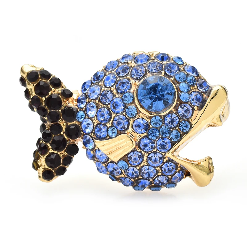 

Wuli&baby Cute Swimming Fish Brooches For Women Unisex Shining Rhinestone Sea Animal Party Casual Brooch Pins Gifts