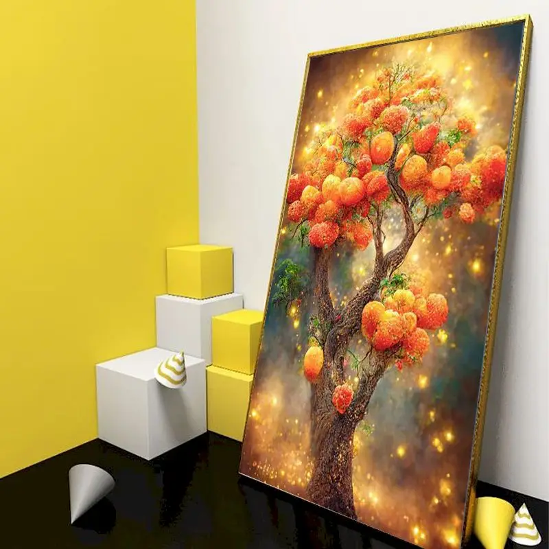 

GATYZTORY Pictures By Numbers Abstract yellow tree Scenery Large size Coloring By Number Paint On Canvas Home Decoration 60x120c