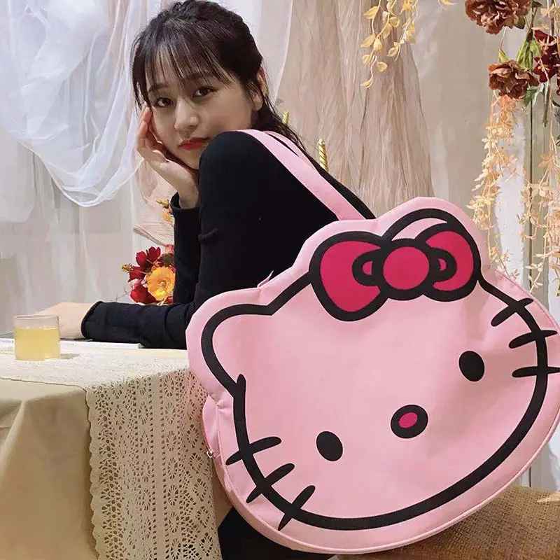 

Модная сумка через плечо Hello Kitty, вместительная сумка для путешествий на короткие расстояния, мультяшная Диагональная Сумка, модная популяр...