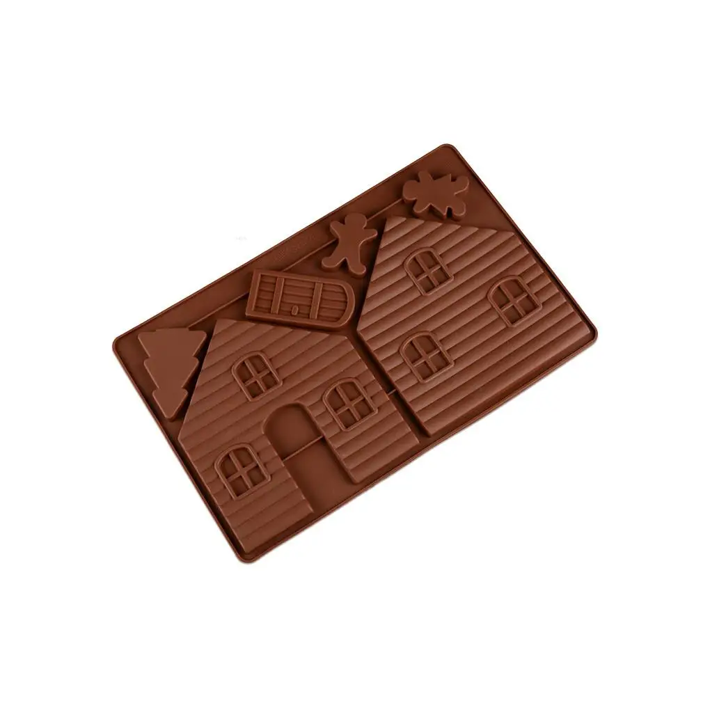 

Creative DIY Biscuit Mould Silicone Cartoon Mold Silicone Christmas House Shape Cookie Tray Chocolate Cookies Decor Cake Mold