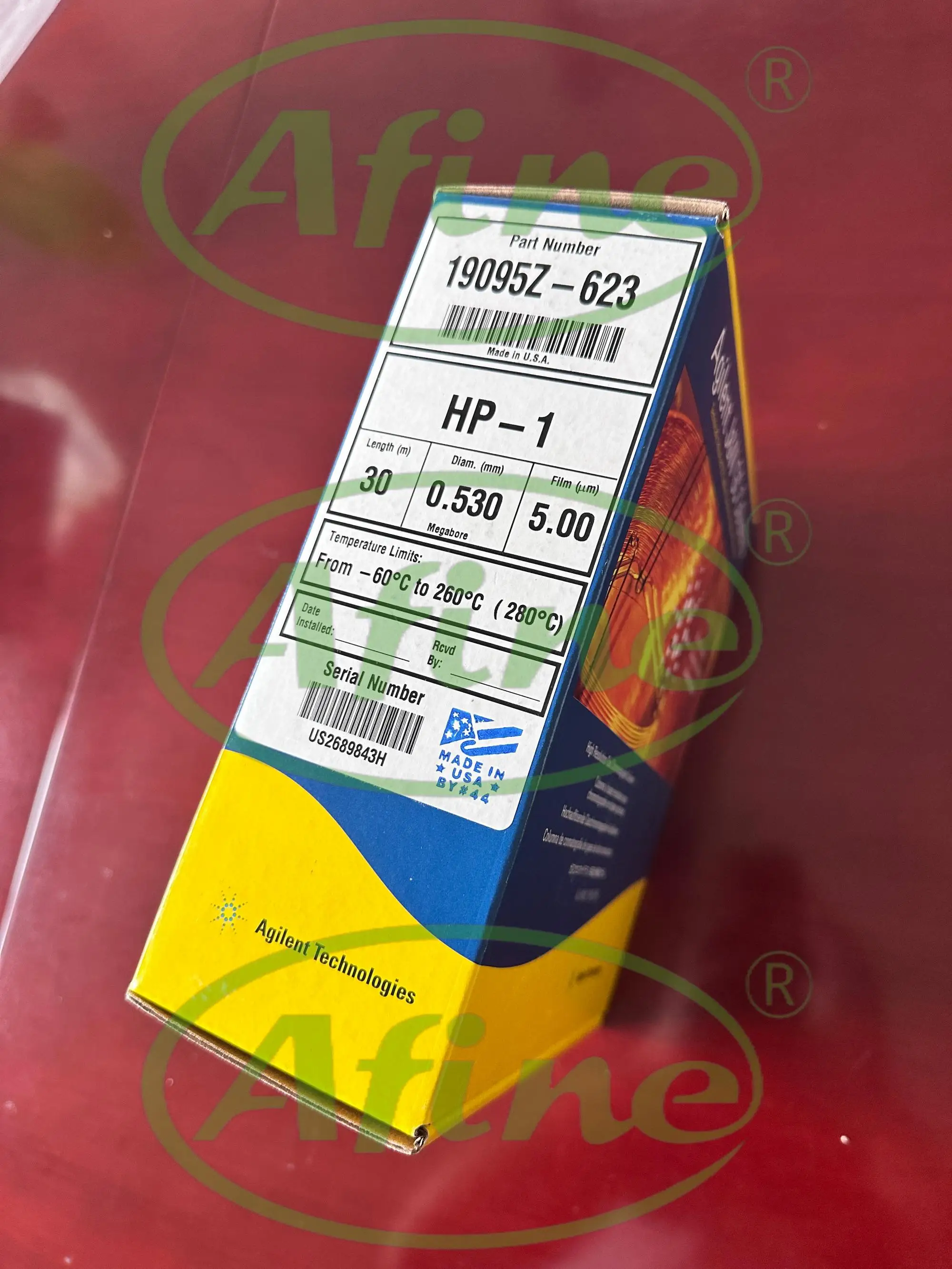 AFINE Agilent 19095Z-623 JW HP-1 Газовая хроматографическая колонна 30 м 0 53 мм 5 00 мкм 7-дюймовый