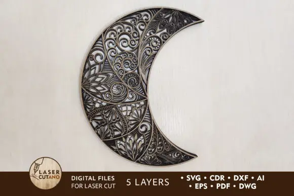 

MOON Multilayer Laser Files for Cutting SVG DXF DWG CDR and Digital Multilayer Layout Files Engraving Cutting