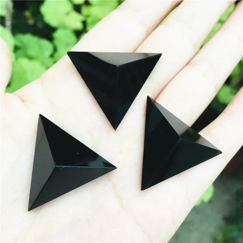 

Natural crystal obsidian triangle Energy home decoration
