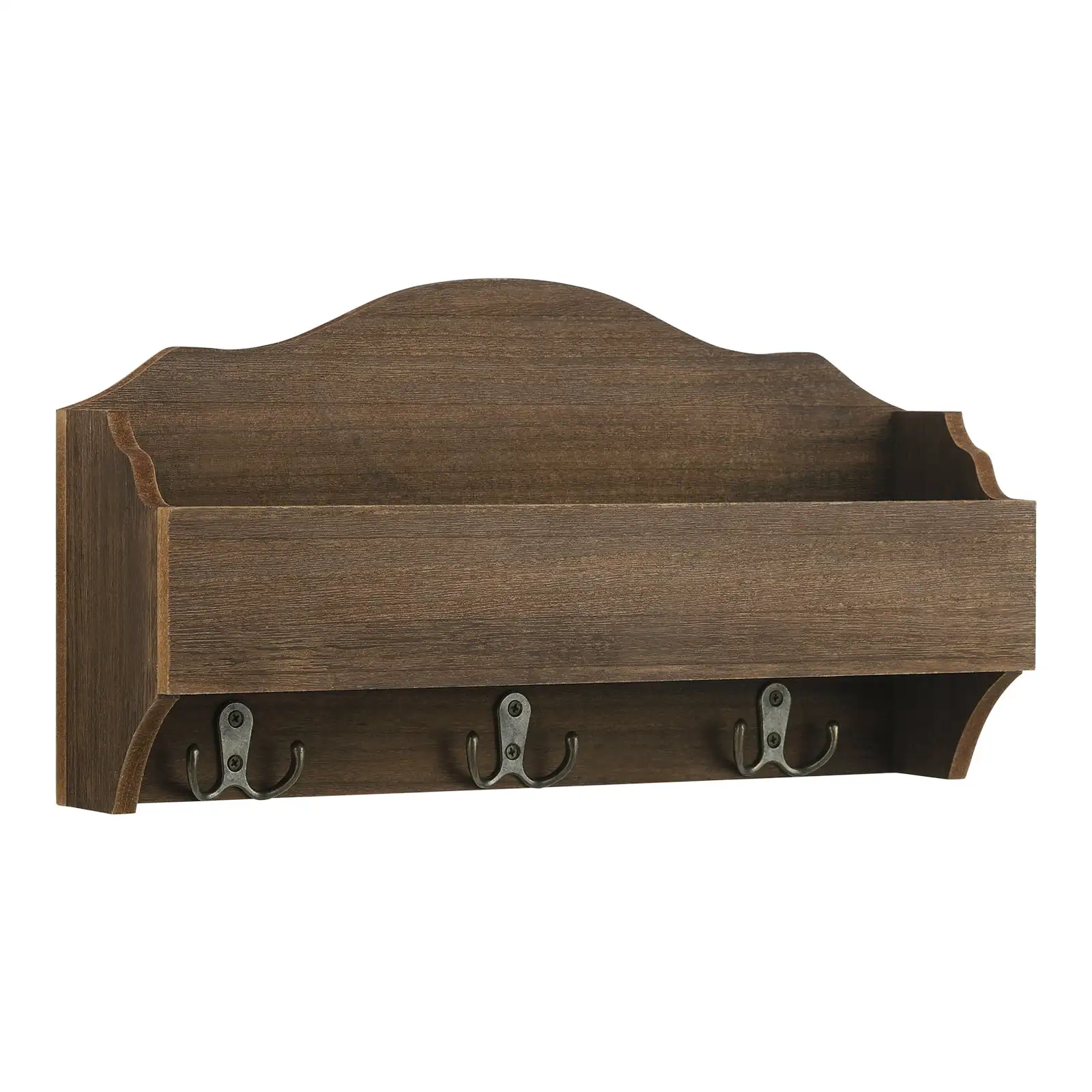 

Rustic Wooden Wall Mounted Mail Sorter Wall Hanging Rack with 3 Double Key