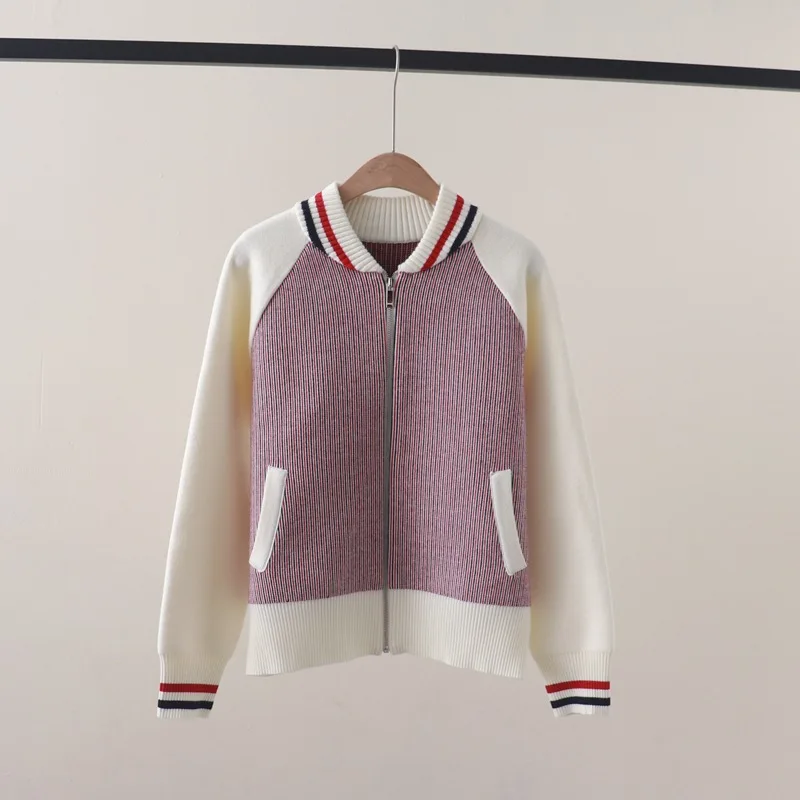 Осень и зима новый консервативный стиль вертикальные полоски контрастный цвет