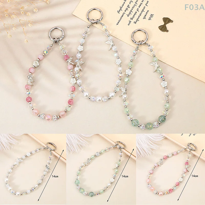 Двухслойная цепочка с бабочкой ремешок для телефона подвеска кристаллами и