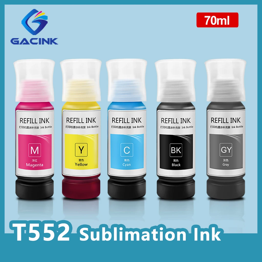 

T552 552 Dye Sublimation Ink Bottle For Epson Eco Tank ET-8500 ET-8550 Supertank Printer Heat Transfer Ink 5 Colors