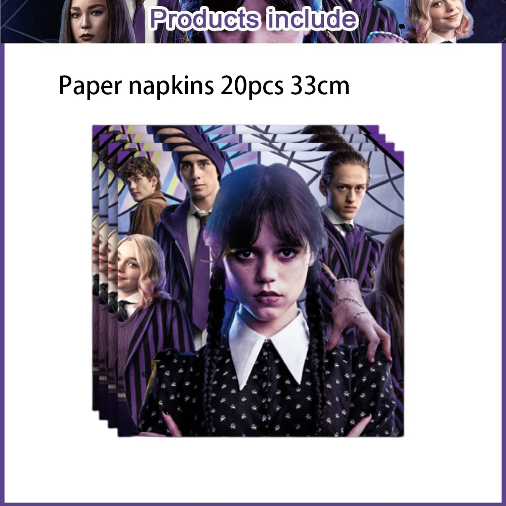 20 шт./лот салфетки для вечеринок в среду посуда девочек ужина с принтом на день