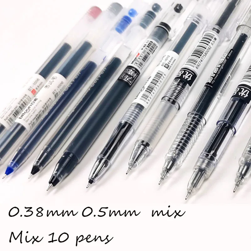

10Pcs/set 0.38/0.5mm Mix Simple Gel Pen Black Ink for Student Writing Creative Neutral Pen Press School Supplies Kawaii