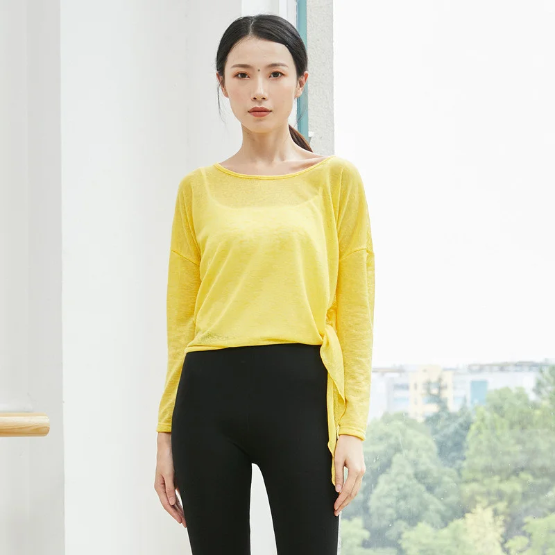 2022 слегка отвесный танцевальный топ с диагональным разрезом впитывающий пот