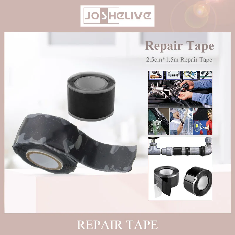 

1PCS Electric High Pressure Self-adhesive Tape Garden Water Pipeline Repair Tape Self-fluxing Silicone Tape 2.5cm*1.5m