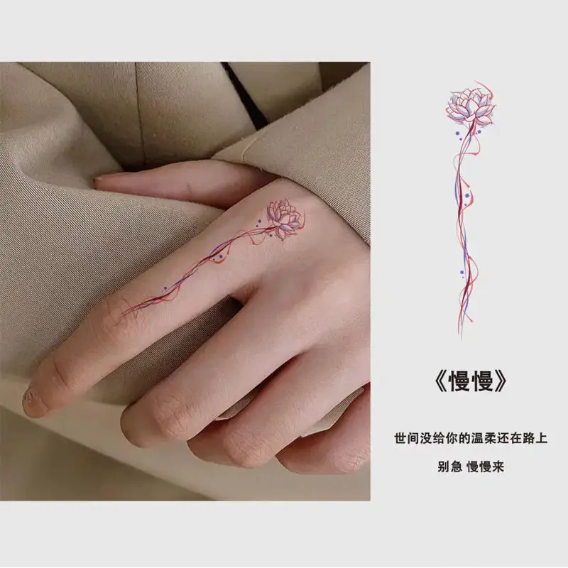 

Color Striped Lotus Tattoo Sticker For Woman 2023 Waterproof Temporary Tattoo Sticker Y2K Fake Tattoo Art Tatoo Cute Tatto