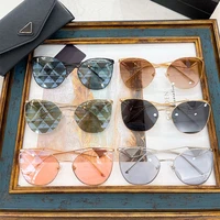 2022 Fashion Metal Frame Modern Feminine Sunglasses Classic Cat Eye Luxury Triangle Sign SPR50Z Polarized Lady Eyeglasses
