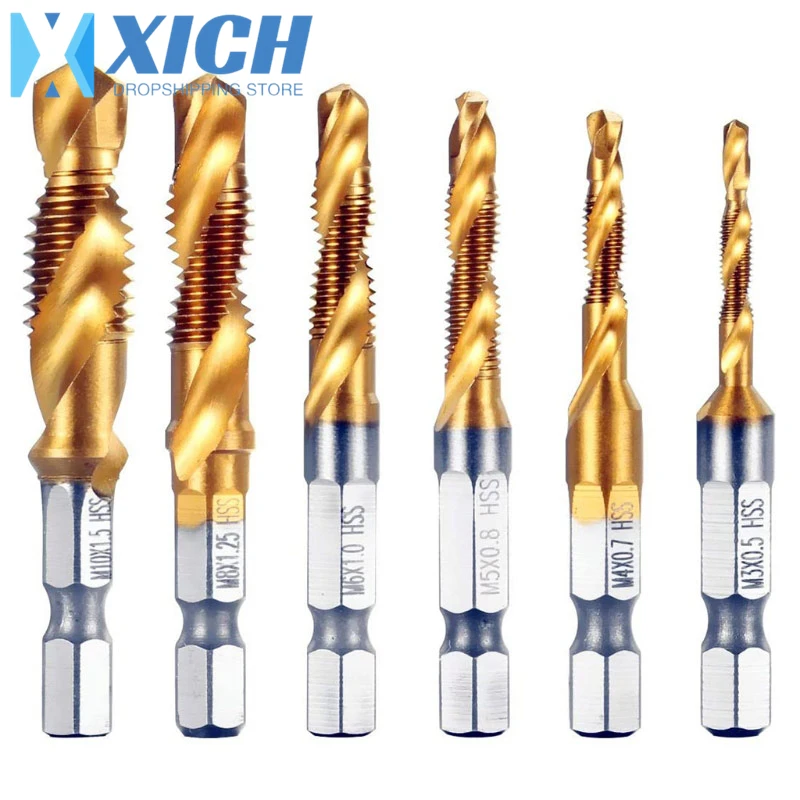 

Шестигранный хвостовик титановый резьбовой кран дрель винтовой станок композитный конус три в одном сверление и нарезание встроенный кран