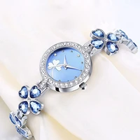 reloj mujer four leaf clover luxury womens fashion quartz watch rhinestone bracelet watch ladies gifts dress wristwatches girls
