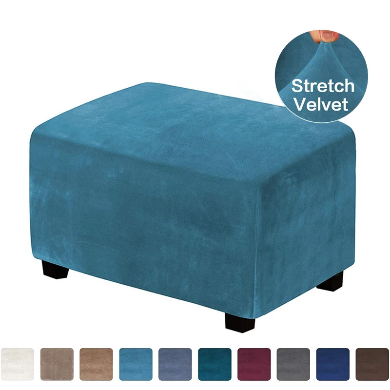

Velvet Stretch Footstool Cover Ottoman Stool covers Solid Color Rectangle Footrest Slipcovers For Home Hotel Kitchen Bedroom