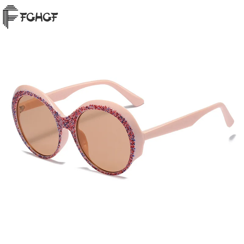

FGHGF Newest Luxury Round Frame Sunglasses Women Brand Designer Sun Glasses Men UV400 Shades Sparkle Eyewear Decorations