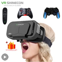 shinecon vr glasses 3d headset virtual reality devices helmet viar lenses goggle for smartphone cell phone smart with controller
