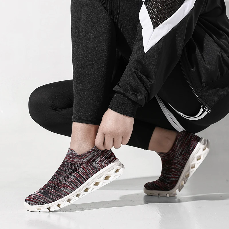 Slip-on Couple Walking Shoes Women's Outdoor Casual Breathable Sneakers Men's Sneakers Slip-On Socks Free Shipping