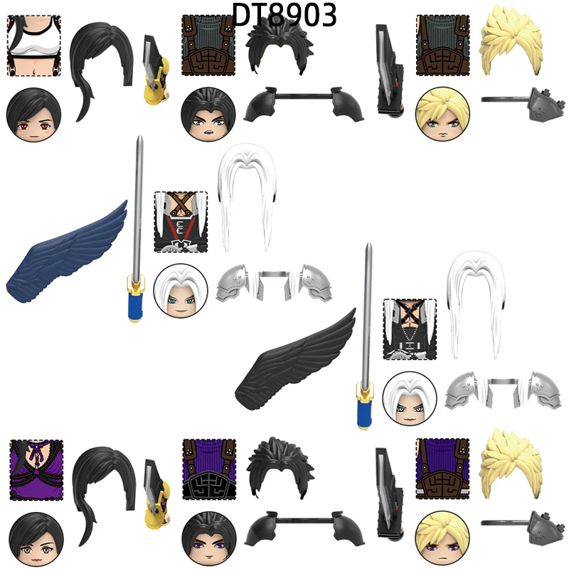 Фото Final Tifa Zack Cloud Sephiroth Strife Fair Lockhart Fantasy Модель Блоки MOC Набор кирпичей Подарки Игрушки DT8903 №1