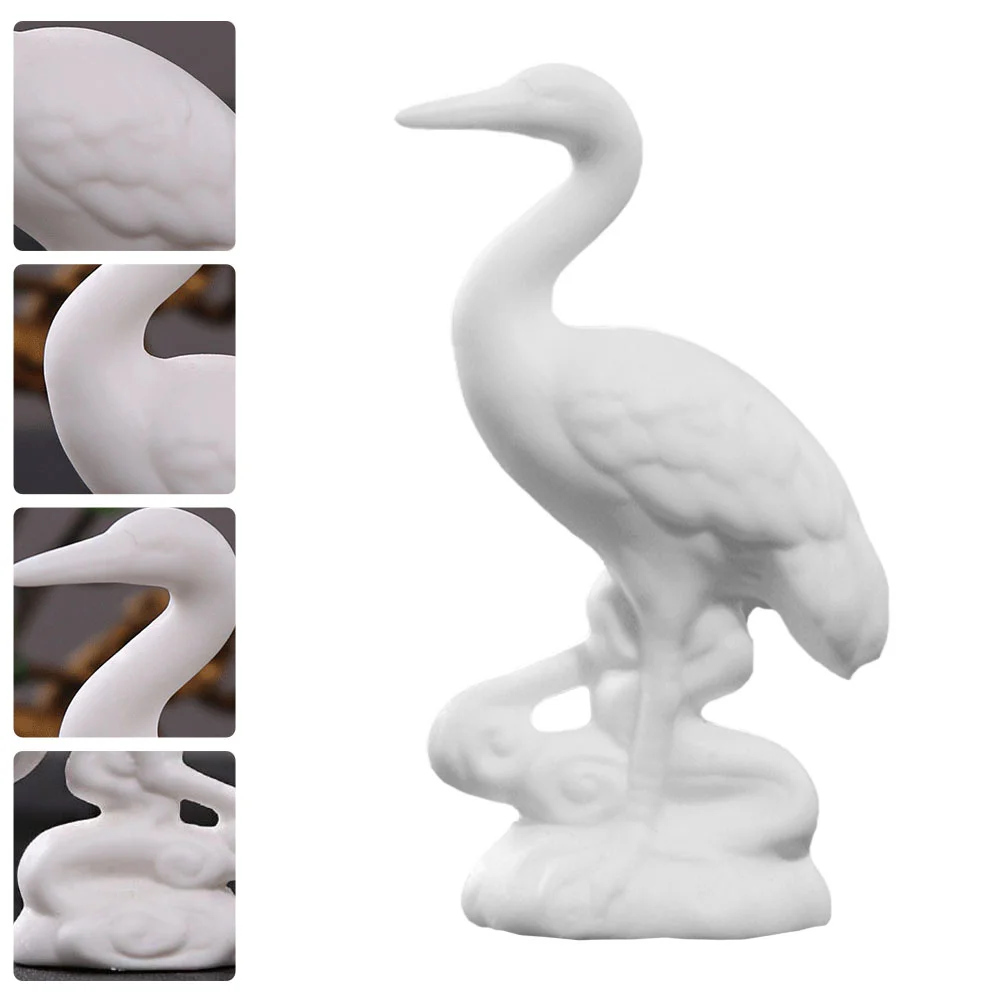 

Sand Table Delicate Crane Decoration Ceramic Adornment Desk Decorations White Porcelain Fashion Crafts Household Office Trendy