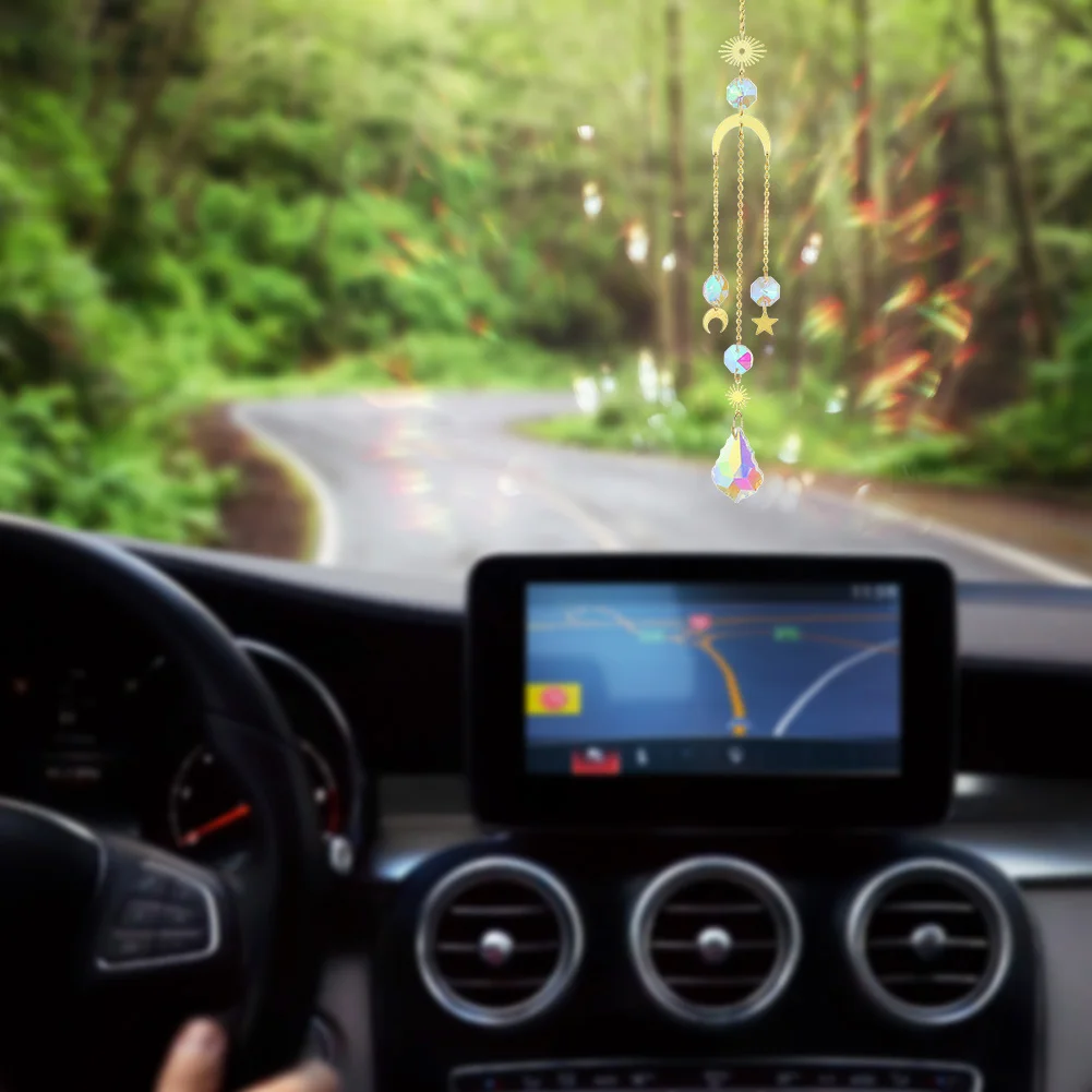 

Коллекция подвесок с кристаллами, 6 шт., креативный шикарный металлический Радужный орнамент, лотос, луна, солнце, оконные принадлежности дл...