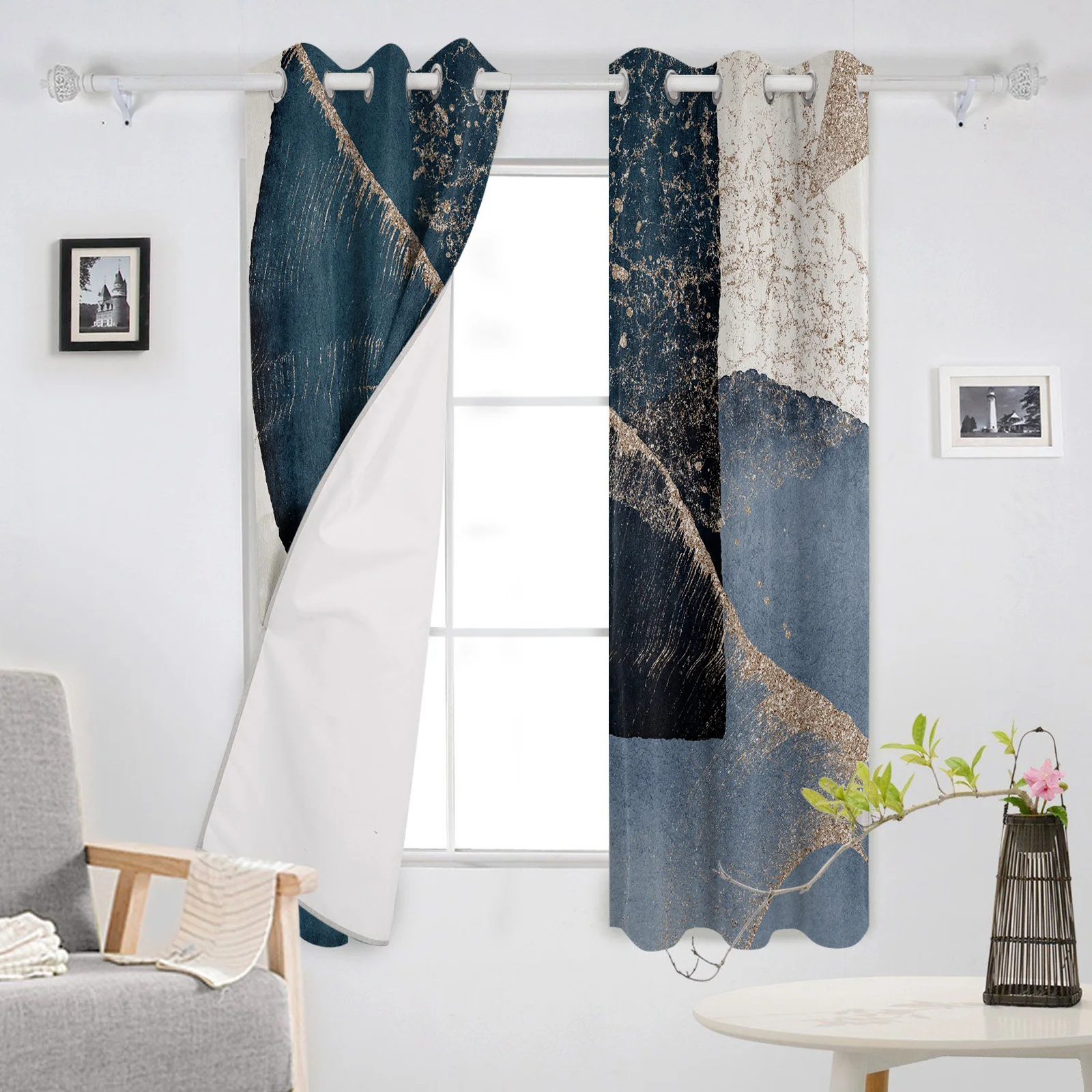 Абстрактные Художественные круглые квадратные полосатые синие Оконные