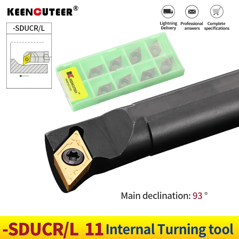 1pc S16Q-SDUCR11 S20R-SDUCR11 S25S-SDUCR11 Internal Turning Tool Holder DCMT Carbide Inserts Lathe Bar CNC Cutting Tools Set