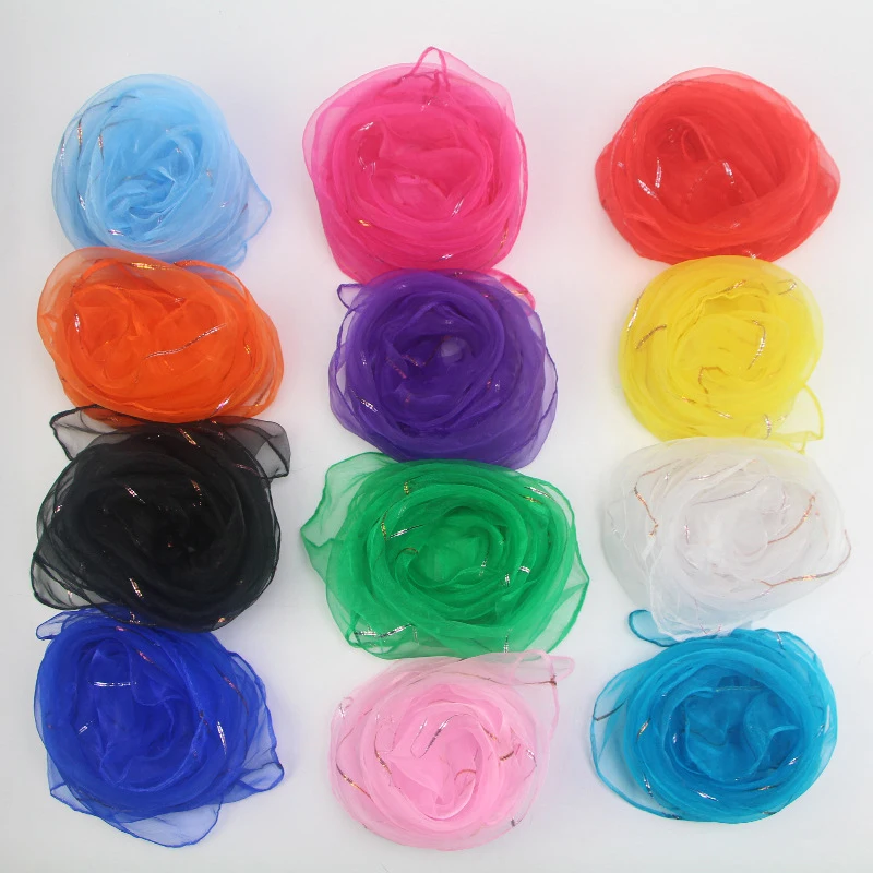 

Small Neck Shawl Solid Color Women Scarf Chiffon Square Bright Silk Scarves Sunscreen Thin Hijabs For Woman Neckerchief Bandana
